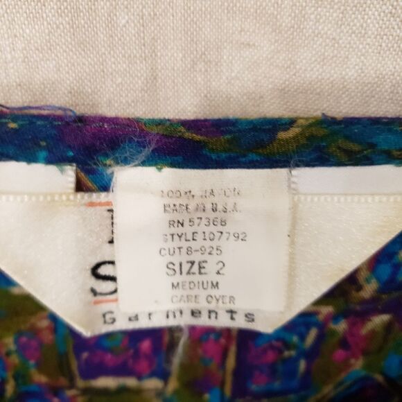 Vintage Betty & Shelia Abstract Warm Tone Peplum Hem Top 80's/90's - Picture 10 of 16